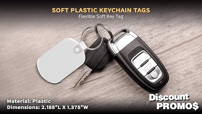 Tag Soft Plastic Keychains - 10 pack -Small Key Tag Chain For Staying Organized - Rubber Key Ring Keychain – White