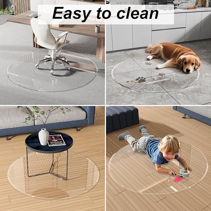 MESAILUP Beveled Edge 48" Round Chair Mat for Carpet or Hardwood Floor Crystal Clear, 48" x 48" for a Smooth Glide and Easy Roll On/Off, Heavy Duty and Non-Slip Floor Ultimate Clear Chair Mat