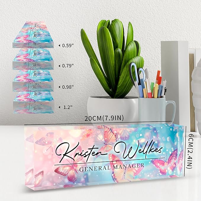Acrylic Desk Name Plate Personalized, Office Desk Decor, Employee Appreciation Gifts, The Office Gifts for Boss, Manager, Teacher