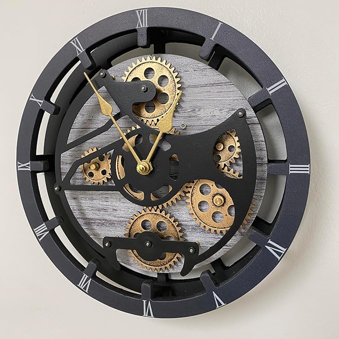 The Gears Clock Desk Clock 10 inches with Real Moving Gears Convertible into Wall Clock (Silver Glamour)