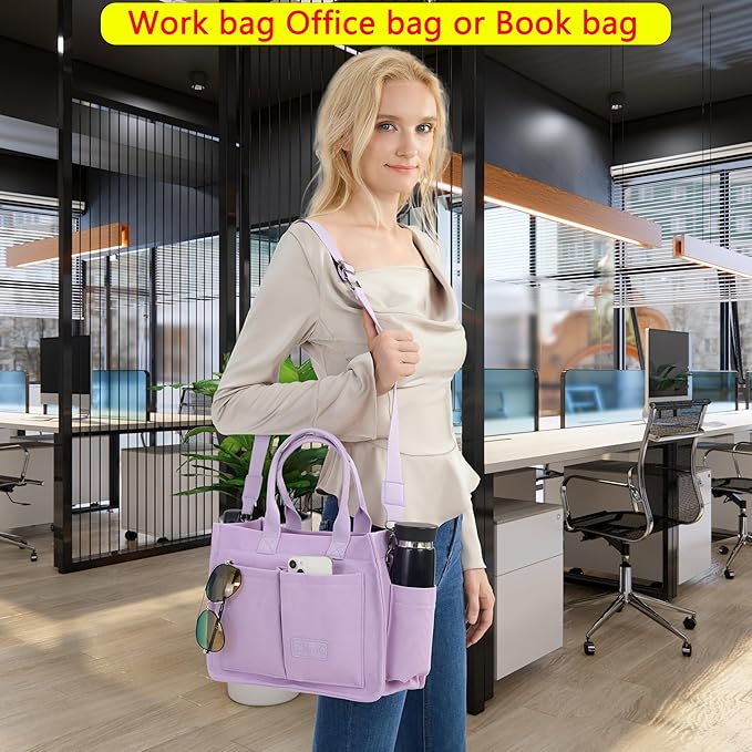 Canvas Tote Bag for Women,Women's Bags Crossbody Bags Work Laptop Tote Bag Large Handbags Purse for Travel Nurse Teacher