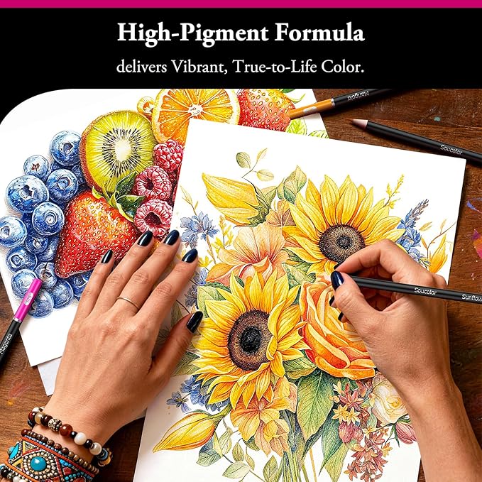 Soucolor 72-Color Colored Pencils for Adult Coloring Books, Soft Core, Back to School Supplies, Smooth Coloring Pencils for Kids Sketching, Drawing, Blending, Shading, Arts & Crafts Supplies Gift