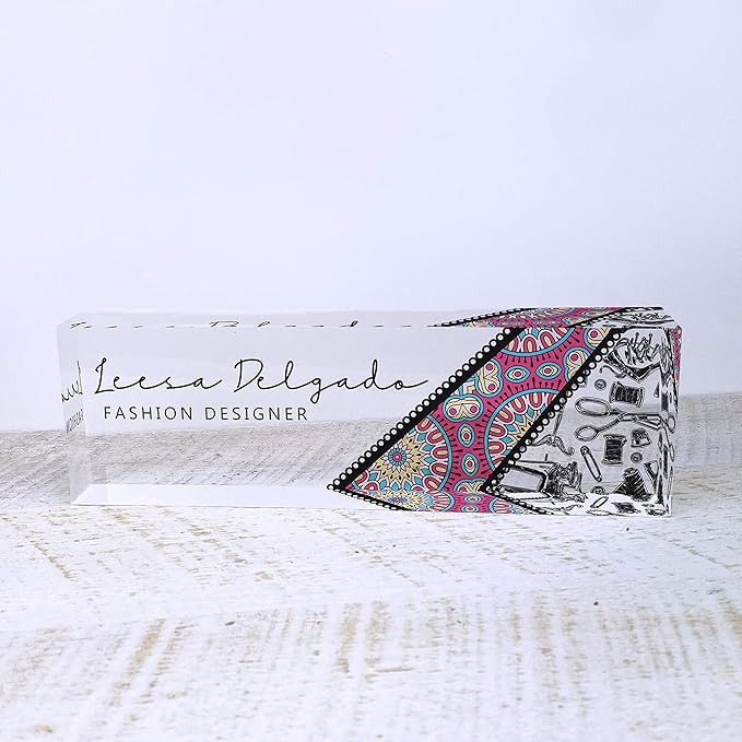 Artblox Personalized Name Plate For Desk | Black & White Marble Design On Clear Acrylic Glass | Custom Plaque Desk Name Plate Personalized Your Name And Credentials Office Office Sign Engraved Plaque