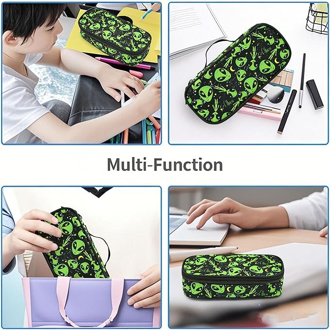 Alien Pencil Case Pencil Pouch Large Capacity Pen Bag School Office Organizer Stationery Storage Box For Girls Boys Teen Kids
