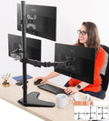 Stand Steady Triple Monitor Desk Stand with Tabletop Base, for Home or Office Use, Height Adjustable Computer Monitor Stand with Full Articulation VESA Mounts, Fits Most LCD/LED Monitors 13-32 Inches