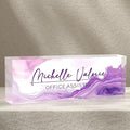 Name Plate for Desk-Personalized Name Plates for Desk-Name Plate Personalized for Office-Gifts for Teacher Boss Employee Appreciation Office Desk Decor (purple ink), MYDZBJMT1009