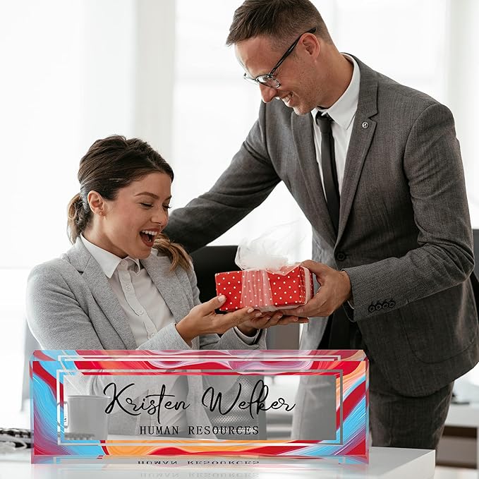 SalaGraphics Desk Name Plate Personalized, Custom for Desk, Office Decor Women Men, Acrylic Accessories, Gifts Coworkers Boss Teacher, Employee Appreciation (Colorful), colorful, 8”(L)x2.5(W)