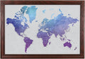 Push Pin Travel Maps - Vibrant Violet Watercolor World - Solid Wood Cherry Framed Pin Map for Tracking Your Travels - 27.5" x 39.5" - 8 Handcrafted Frame Options - Made in USA