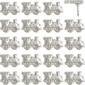 Train Push Pins - Silver Metal Train Pins - for Cork Board, Maps, or Lapel Pin Use - Designed in USA - Set of 20