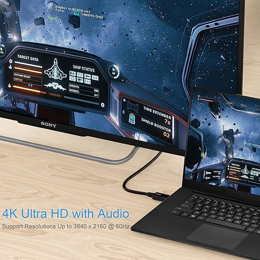4K DisplayPort to DisplayPort Cable, 6 Feet, Gold-Plated High Speed Display Port DP Cable 1.2 (4K@60Hz, 2K@144Hz) for Computer, Desktop, Laptop, PC, Monitor, Projector & More - Black