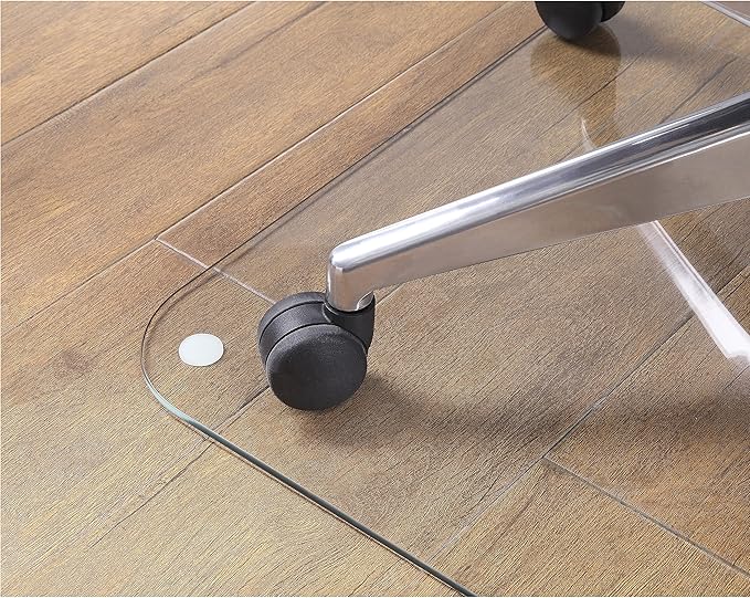 Lorell Tempered Glass Chairmat, 44" Width x 50" Depth x 0.25" Thickness, Clear, 1 Each