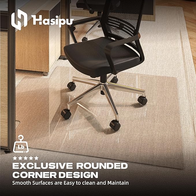 [Tempered Glass] 55“x48” Irregular Glass Chair Mat with Polished Edge Clear Office Chair Mat, Glides Smoothly, Suitable for Carpet or Hardwood Floors