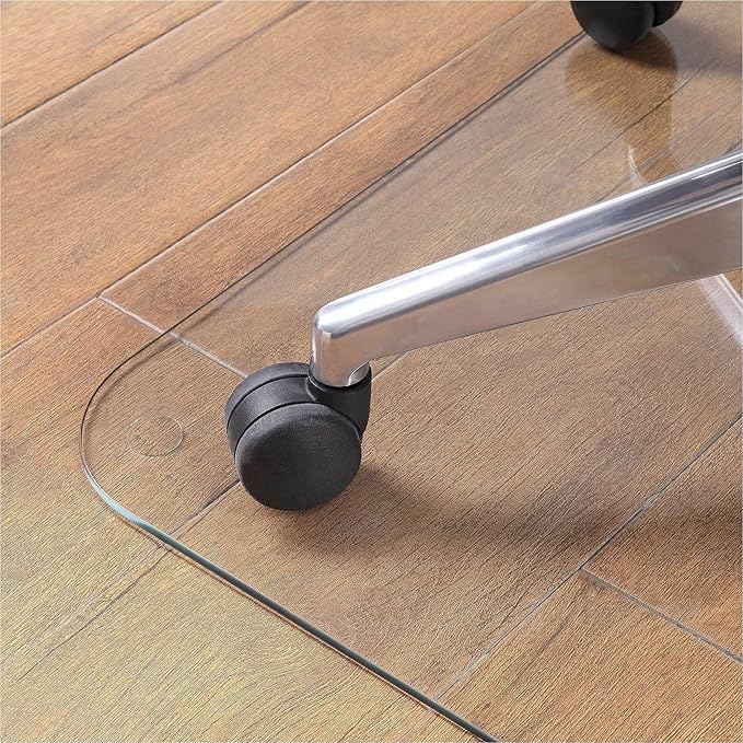 Lorell Tempered Glass Chairmat with Lip, 45" x 53", Clear, 1 Each
