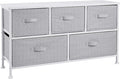 Amazon Basics Extra Wide Fabric 5-Drawer Storage Organizer Unit for Closet, White