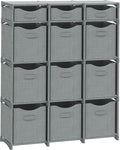 12 Cube Closet Organizers And Storage | Includes All Storage Cube Bins | Easy To Assemble Closet Storage Unit With Drawers | Room Organizer For Clothes, Baby Closet Bedroom, Playroom, Dorm (Grey)