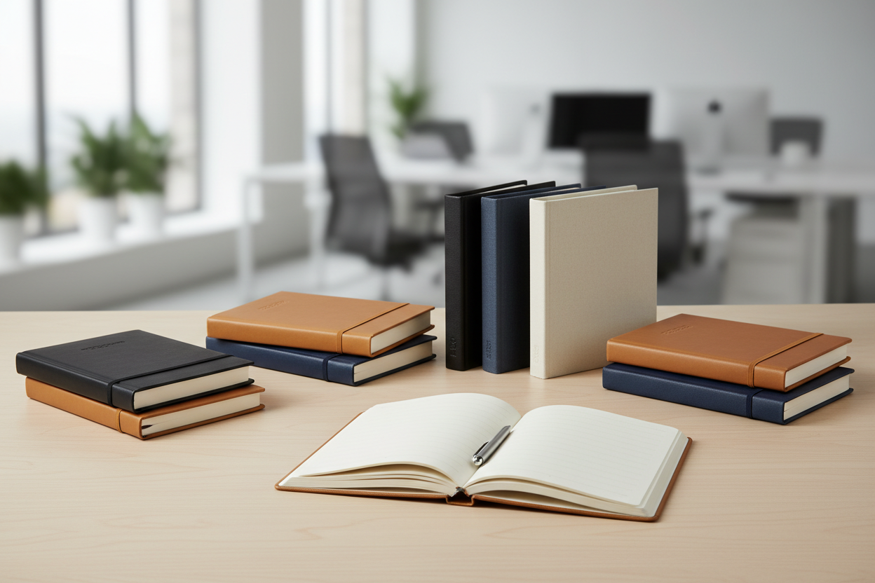 Premium Notebooks
Durable, elegant, and practical, our notebooks are perfect for planning, journaling, and meetings. Their minimalist design fits any professional setting. (make it real photo)